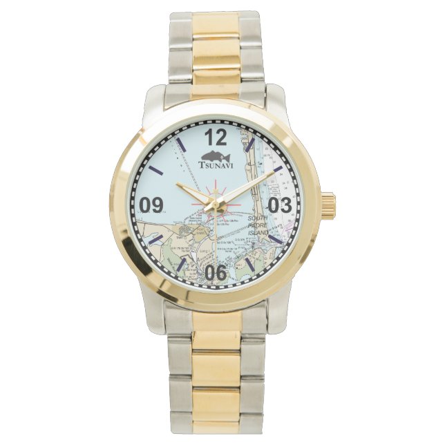 Sydpadre Island Nautical Chart Watch Armbandsur (Framsida)