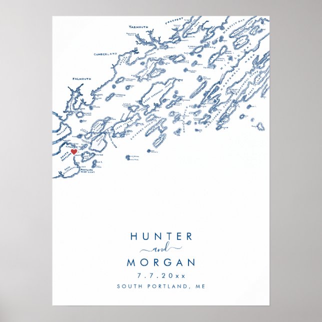 Sydporland Maine Modern Guest Bok Poster (Framsidan)