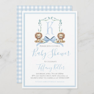 Sydstatsfin blå pojklejon Babyshower Inbjudningar