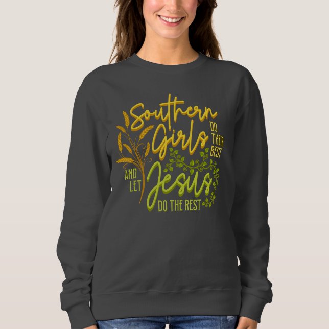 Sydstatsflickor Låter Jesus Göra Resten (Mörkgrå) T Shirt (Framsida)