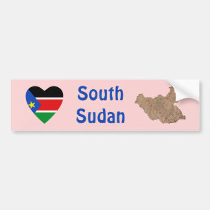 Sydsudan Flagga Hjärta + Karta Bildäckslimma Bildekal