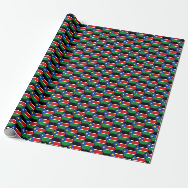 Sydsudan Flagga Honeycomb Wrapping Papper Presentpapper (Utrullad)