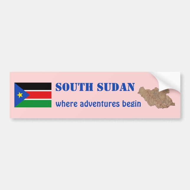 Sydsudan Flagga + Karta Bildäckslapp Bildekal (Framsidan)