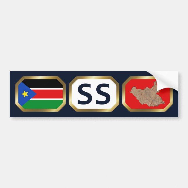 Sydsudan flagga kartkod dekal (Framsidan)