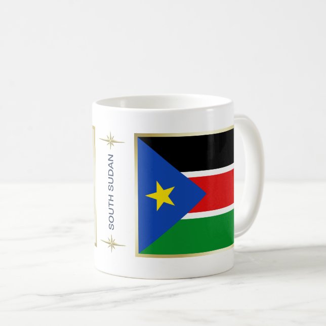 Sydsudan flagga + kartmugg kaffemugg (Framsida höger)