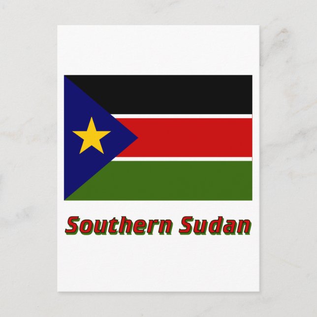 Sydsudan Flagga med Namn Vykort (Framsida)