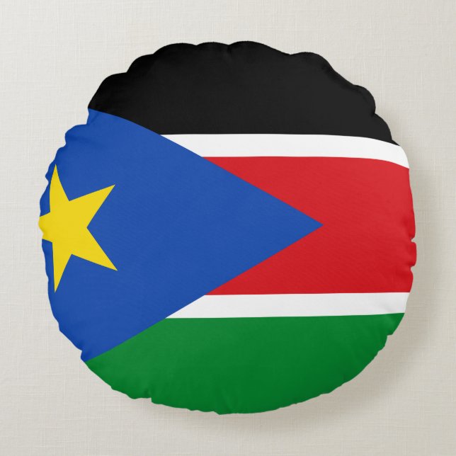 Sydsudan Flagga Rund Kudde (Framsidan)