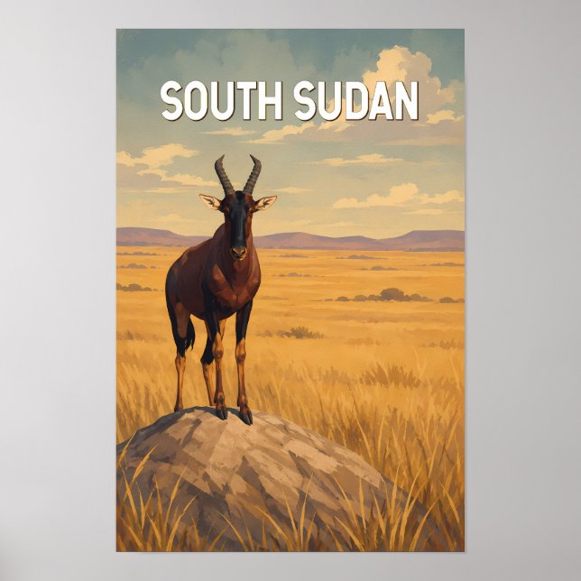 Sydsudan Illustration Resa Konst Vintage Poster (Framsidan)