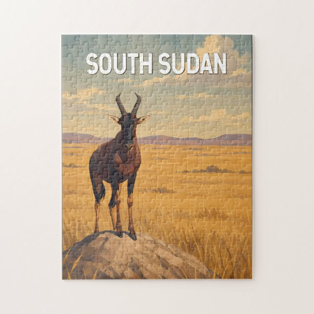 Sydsudan Illustration Resa Konst Vintage Pussel (Vertikal)