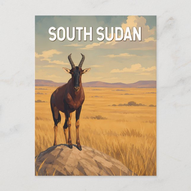 Sydsudan Illustration Resa Konst Vintage Vykort (Framsida)