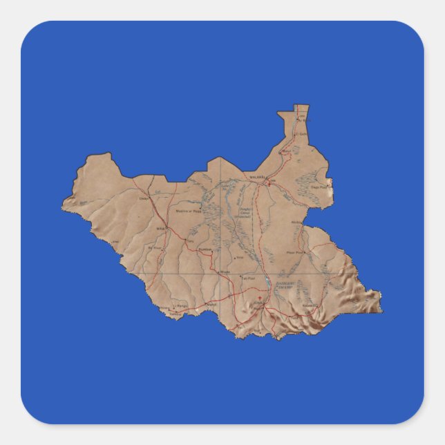 Sydsudan Kart Klistermärke (Framsida)