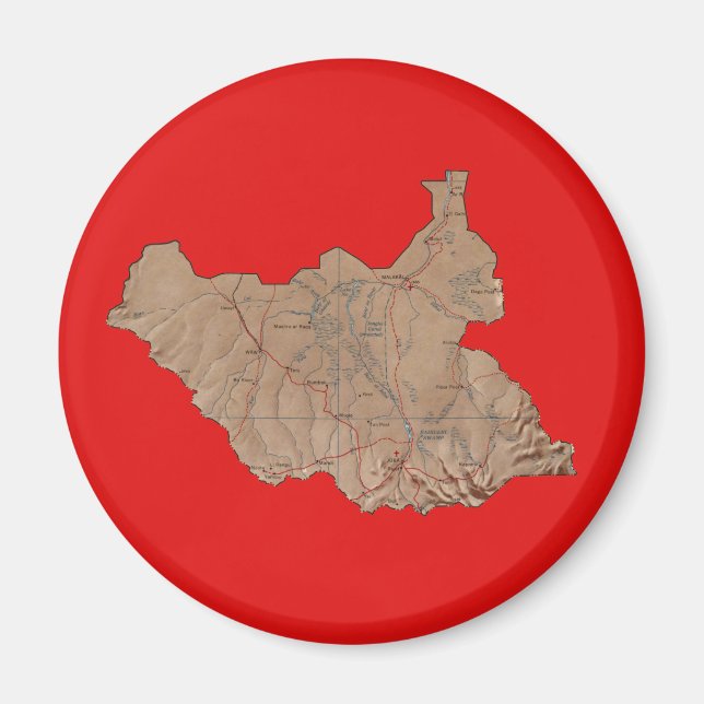 Sydsudan karta magnet (Framsidan)