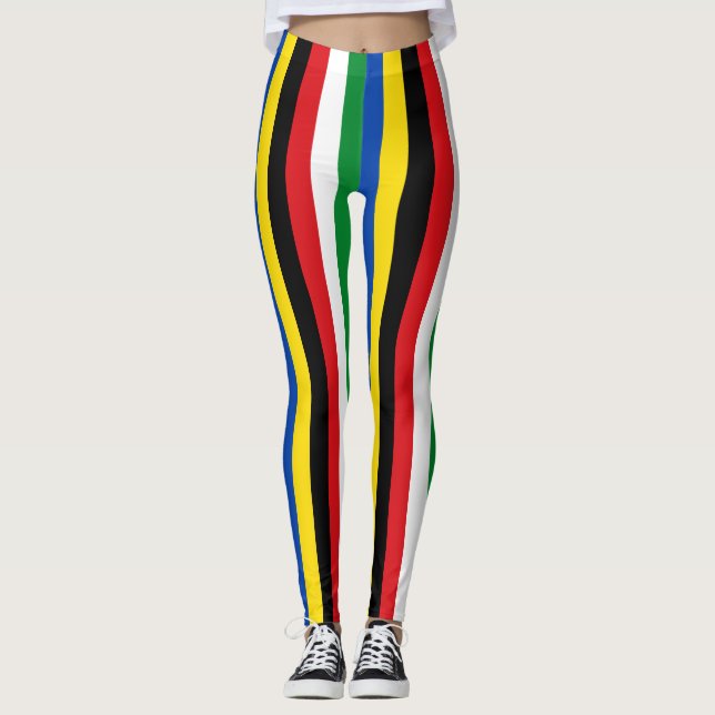 Sydsudanesiska Färg-Lodrät, strimlat Leggings (Framsida)