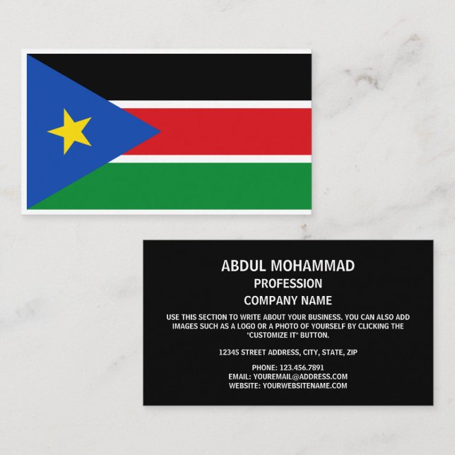 Sydsudanesiska Flagga, Flagga Sydsudan Visitkort (Fram/baksida)