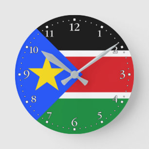 Sydsudanesiska flaggan rund klocka