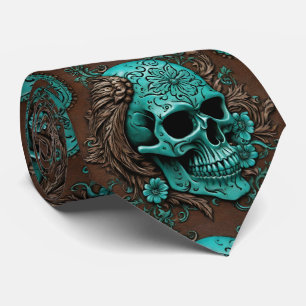 Sydturkos Westerna Land Blommigt Skull Slips