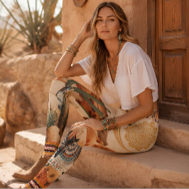 Sydväst Desert Spirit Boho Häst & Kaktus Konst Leggings