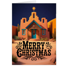 Sydväst julscene öken natt hälsningskort