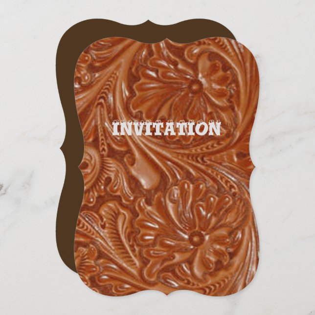 sydväst mönster western country drivna läder inbjudningar (Fram/baksida)