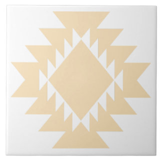 Sydväst Native American Geometrisk Vit och Tan Kakelplatta