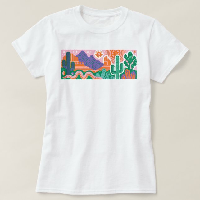 Sydväst Ökenkaktus Grafisk T-shirt (Design framsida)