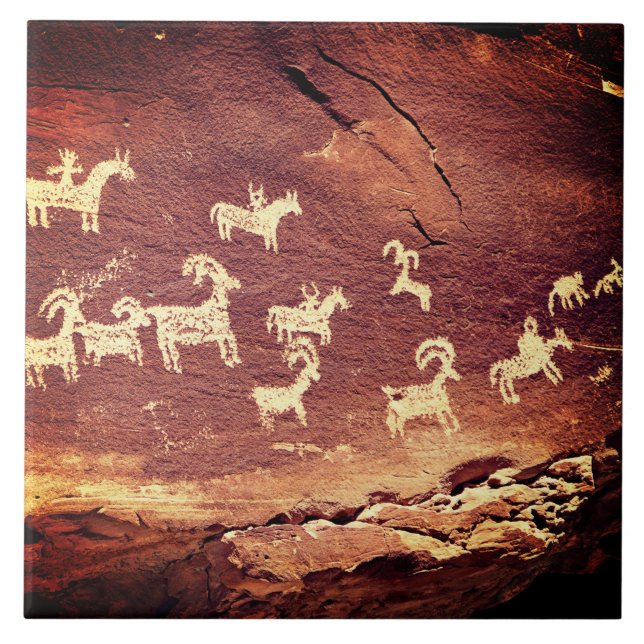 Sydväst Petroglyph Keramisk Kakel (Framsidan)