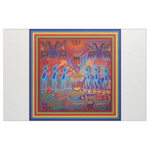 Sydväst Shamansk Peyote Ritual Huichol Tyg