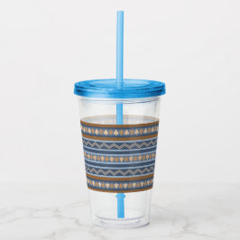 Sydväst stil Blått och brunt geometriskt mönster Take Away Mugg