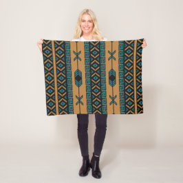 Sydväst Tan Turcouise Black Aztec Mönster Fleecefilt