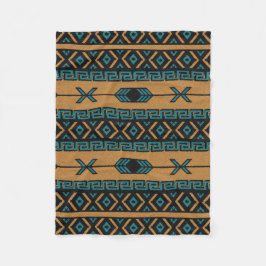 Sydväst Tan Turcouise Black Aztec Mönster Fleecefilt