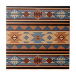 SydvästdesignAdobe Grått Brown Tribal Mönster Kakelplatta
