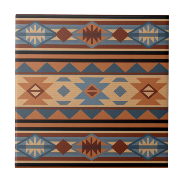 SydvästdesignAdobe Grått Brown Tribal Mönster Kakelplatta (Framsidan)