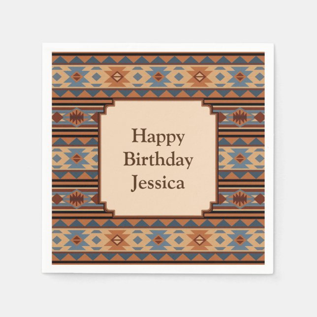 SydvästdesignAdobe Grått Brown Tribal Mönster Pappersservett (Framsidan)