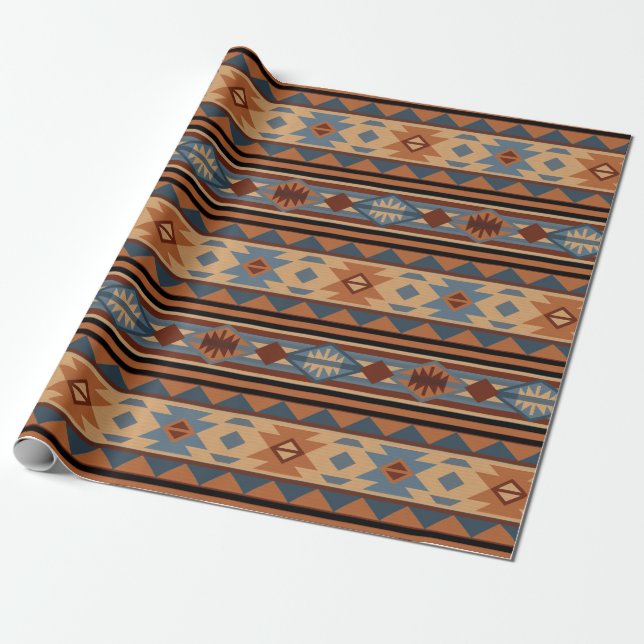 SydvästdesignAdobe Grått Brown Tribal Mönster Presentpapper (Utrullad)