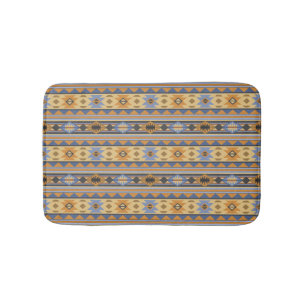 Sydvästdesignens Guld Blue Grått Tribal Mönster Badrumsmatta