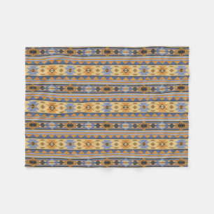Sydvästdesignens Guld Blue Grått Tribal Mönster Fleecefilt