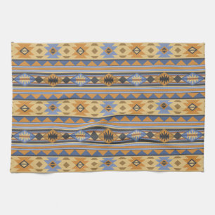 Sydvästdesignens Guld Blue Grått Tribal Mönster Kökshandduk