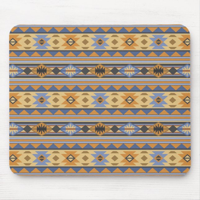 Sydvästdesignens Guld Blue Grått Tribal Mönster Musmatta (Framsidan)