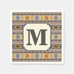 Sydvästdesignens Guld Blue Grått Tribal Mönster Pappersservett