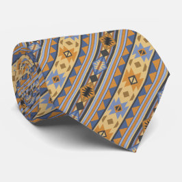 Sydvästdesignens Guld Blue Grått Tribal Mönster Slips