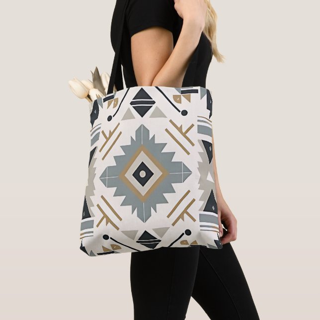 Sydvästdiamantstammen Geometric Tote Bag Tygkasse (Närbild)