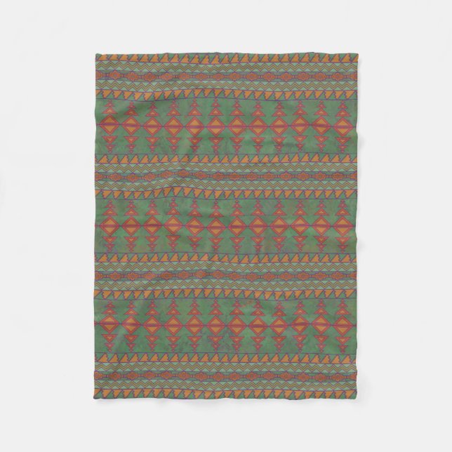 Sydvästlig Artemisia Grön Geometrisk Design Fleecefilt (Framsidan)
