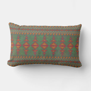 Sydvästlig Artemisia Grön Geometrisk Design Lumbarkudde
