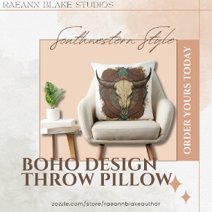 Sydvästlig Boho-design tjur kraniet kastkudde Kudde