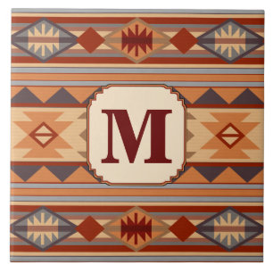 Sydvästlig design Tan Monogram Kakelplatta