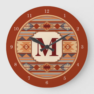 Sydvästlig design Tan Monogram Stor Klocka