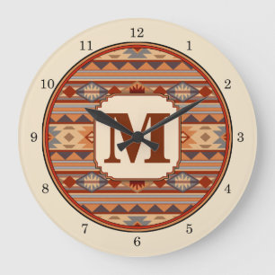 Sydvästlig design Tan Monogram Stor Klocka
