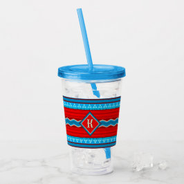 Sydvästlig flodcanyon Röd Turkos Monogram Take Away Mugg