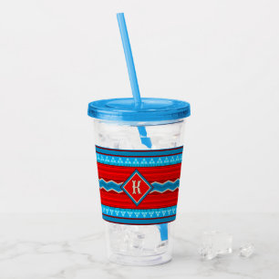 Sydvästlig flodcanyon Röd Turkos Monogram Take Away Mugg