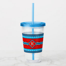 Sydvästlig flodcanyon Röd Turkos Monogram Take Away Mugg